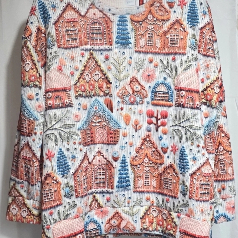 Colorful Patterned Waffle Knit Top